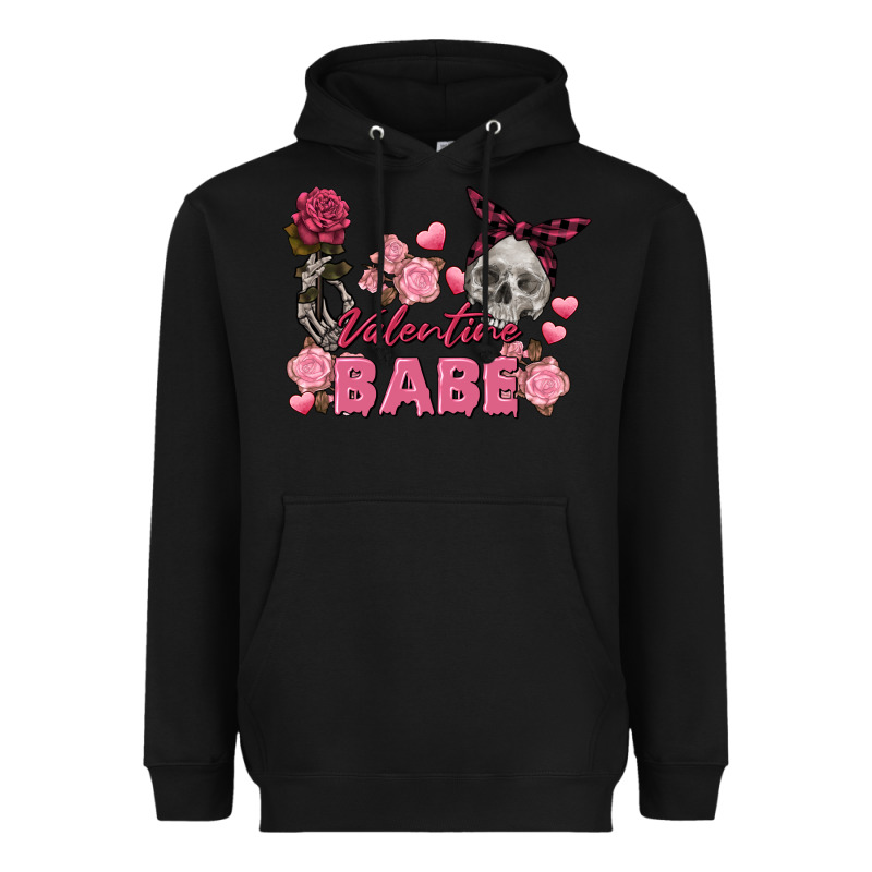 Valentine Babe Valentine's Day Skull Heavyweight Hoodie by FaDigitalArtStudio | Teevron