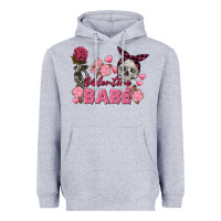 Heather Grey Valentine Babe Valentine's Day Skull Heavyweight Hoodie - FaDigitalArtStudio
