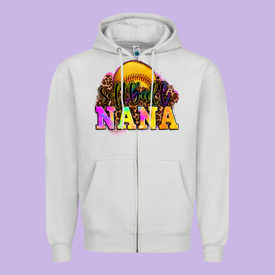 Softball Nana Zipper Hoodie Designed By Oliviacreatesart