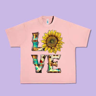 Western Love With Sunflower Urban Heavy Tee Designed By Artiststas