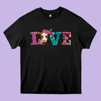Love With Guernsey Cow Heavy Core Tee Designed By Adodesignshop
