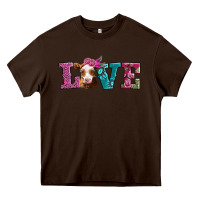 Chocolate Brown love with guernsey cow Heavy Core Tee - AdoDesignShop
