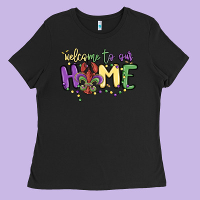 Welcome To Our Home Ladies Tee Designed By Maliassmallbusiness
