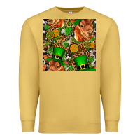 Antique Gold st patricks  cow with candy Premium Sweatshirt - FaDigitalArtStudio