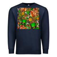 Navy st patricks  cow with candy Premium Sweatshirt - FaDigitalArtStudio