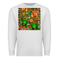 Oatmeal Heather st patricks  cow with candy Premium Sweatshirt - FaDigitalArtStudio