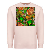 Pale Pink st patricks  cow with candy Premium Sweatshirt - FaDigitalArtStudio