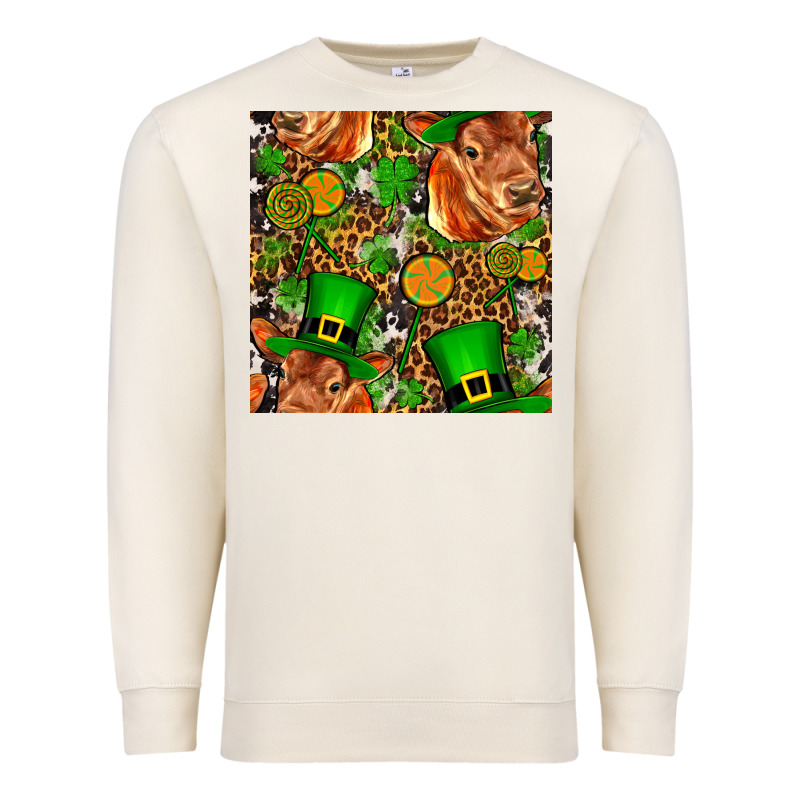 St Patricks  Cow With Candy Premium Sweatshirt by FaDigitalArtStudio | Teevron