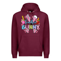 Burgundy Easter Teacher bunny Premium Hoodie - OliviaCreatesArt