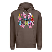 Coffee Easter Teacher bunny Premium Hoodie - OliviaCreatesArt