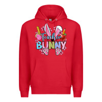 Red Easter Teacher bunny Premium Hoodie - OliviaCreatesArt