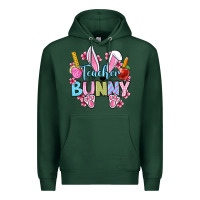 Sports Green Easter Teacher bunny Premium Hoodie - OliviaCreatesArt
