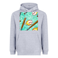 Heather Grey baseball bat with thunders seamless pattern Heavyweight Hoodie - BundleAndBundleShop