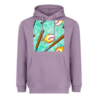 Lavender baseball bat with thunders seamless pattern Heavyweight Hoodie - BundleAndBundleShop