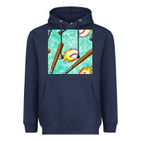 Navy baseball bat with thunders seamless pattern Heavyweight Hoodie - BundleAndBundleShop