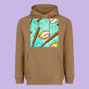 Baseball Bat With Thunders Seamless Pattern Heavyweight Hoodie Designed By Bundleandbundleshop