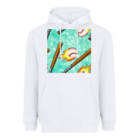 White baseball bat with thunders seamless pattern Heavyweight Hoodie - BundleAndBundleShop