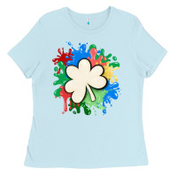 Baby Blue st patricks day shamrock autism Ladies Tee - MaliasSmallBusiness