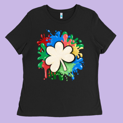 St Patricks Day Shamrock Autism Ladies Tee Designed By Maliassmallbusiness