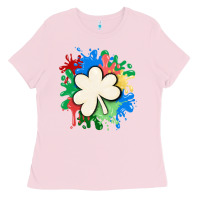 Bubblegum Pink st patricks day shamrock autism Ladies Tee - MaliasSmallBusiness