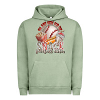 Pigment Oil Green i am just here for the snack baseball sister Urban Hoodie - RacoonDesign