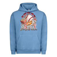 Pigment Pebble Blue i am just here for the snack baseball sister Urban Hoodie - RacoonDesign