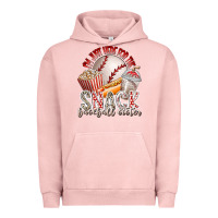 Pigment Salmon i am just here for the snack baseball sister Urban Hoodie - RacoonDesign
