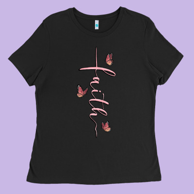 Faith Cross Ladies Tee Designed By Maliassmallbusiness