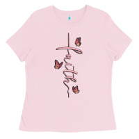 Bubblegum Pink faith cross Ladies Tee - MaliasSmallBusiness