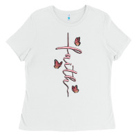 White faith cross Ladies Tee - MaliasSmallBusiness