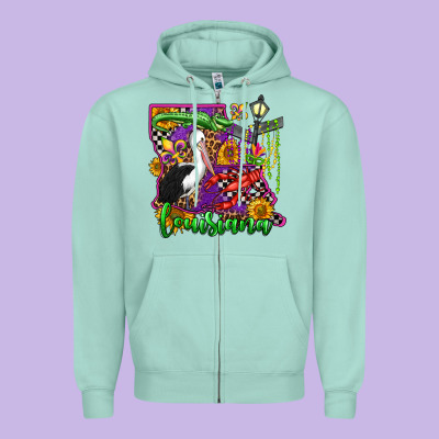 Louisiana Zipper Hoodie Designed By Oliviacreatesart