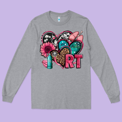 Rt Respiratory Therapist Hearts Long Sleeve Tee Designed By Jasminsmagicworld