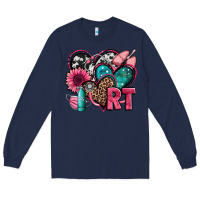 Navy rt respiratory therapist hearts Long Sleeve Tee - Jasminsmagicworld