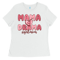 White mama of drama girl mom Ladies Tee - MaliasSmallBusiness