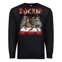 Black Rockin Around The Christmas Tree Rodeo Premium Sweatshirt - FaDigitalArtStudio