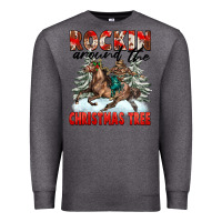 Charcoal Heather Rockin Around The Christmas Tree Rodeo Premium Sweatshirt - FaDigitalArtStudio