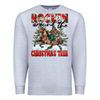 Heather Grey Rockin Around The Christmas Tree Rodeo Premium Sweatshirt - FaDigitalArtStudio