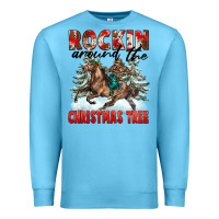Ocean Blue Rockin Around The Christmas Tree Rodeo Premium Sweatshirt - FaDigitalArtStudio