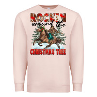 Pale Pink Rockin Around The Christmas Tree Rodeo Premium Sweatshirt - FaDigitalArtStudio