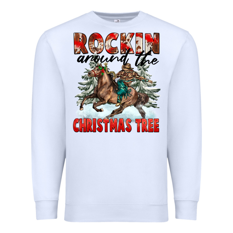 Rockin Around The Christmas Tree Rodeo Premium Sweatshirt by FaDigitalArtStudio | Teevron