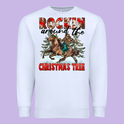 Rockin Around The Christmas Tree Rodeo Premium Sweatshirt Designed By Fadigitalartstudio