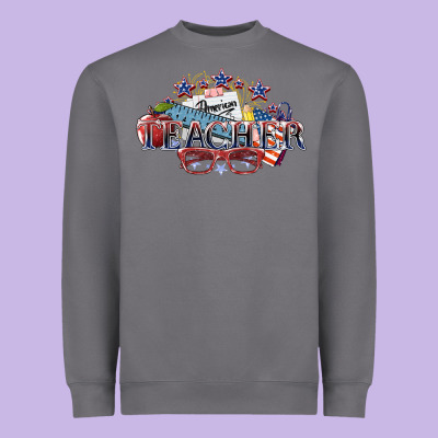 American Teacher 4th Of July Heavyweight Sweatshirt Designed By Howdyjamesfarm