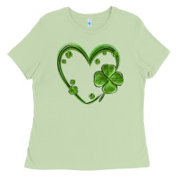Matcha st patricks day shamrock heart Ladies Tee - MaliasSmallBusiness