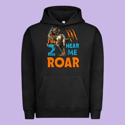 I'm Two Hear Me Roar Dinosaur Birthday Urban Hoodie Designed By Lillyallendesigns