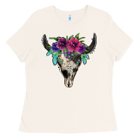 Bone cowhide bull skull Ladies Tee - Jasminsmagicworld