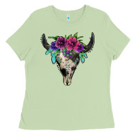 Matcha cowhide bull skull Ladies Tee - Jasminsmagicworld