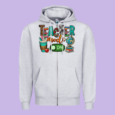 Teacher Mode On Zipper Hoodie Designed By Oliviacreatesart