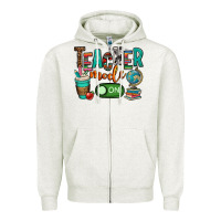 Oatmeal Heather teacher mode on Zipper Hoodie - OliviaCreatesArt