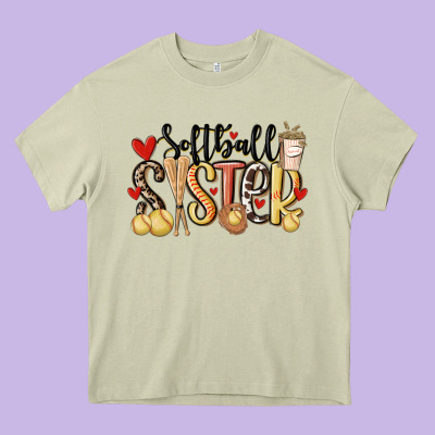 Softball Sister Heavy Core Tee Designed By Maliassmallbusiness