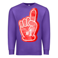 Purple number one foam finger Premium Sweatshirt - FaDigitalArtStudio